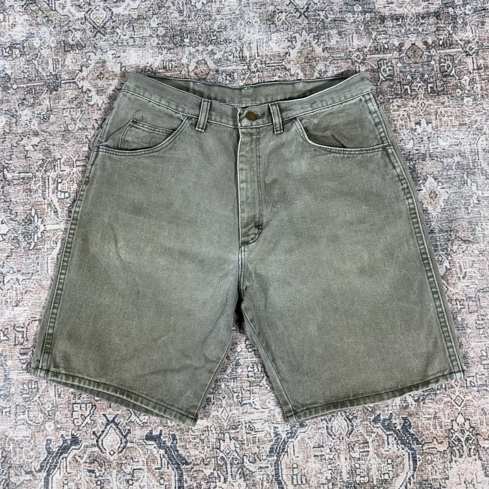 Vinatge 1990s Wrangler Green Denim Jorts/Shorts Size 32 Made In Usa
